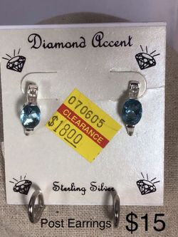 Sterling Silver Post Earrings w/ Diamond Accent, $15