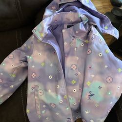 Girls Fleece Lined Rain Coat Size 7/8