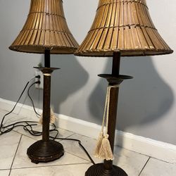 Set Of 2 Vintage Bamboo Hemingway Lamps