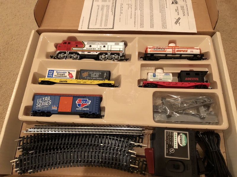Rare vintage Loctite permatex HO scale electric train set