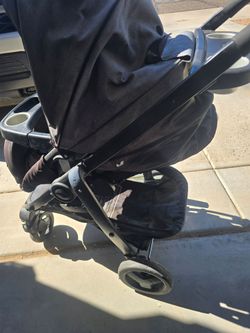 Black Baby Stroller with Canopy and Tray