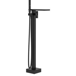 Brand New In The Box- Hoimpro Floor Mount Free Standing Stand Bathtub Faucet Freestanding Waterfall Tub Filler, Matte Black Single Handle High Flow Tu