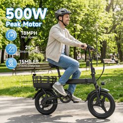 New Electric Bike for Adults, Ebike, Electric Bicycle with 432WH Battery,14" Folding Ebike, 18MPH,20+ Miles(MAX),500W Motor,Multi-Shock Absorbers,UL28