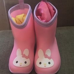 Pink Bunny Rain Boots With Matching Jacket 
