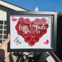 Custom Heart Paper Flower Shadow Box 
