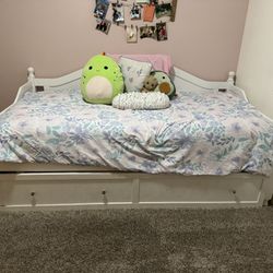 White Twin Bed With Trundle 
