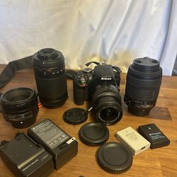 Nikon DSLR D3300 Camera bundle with 4 lenses , 3 batteries and accessories (low shutter count)