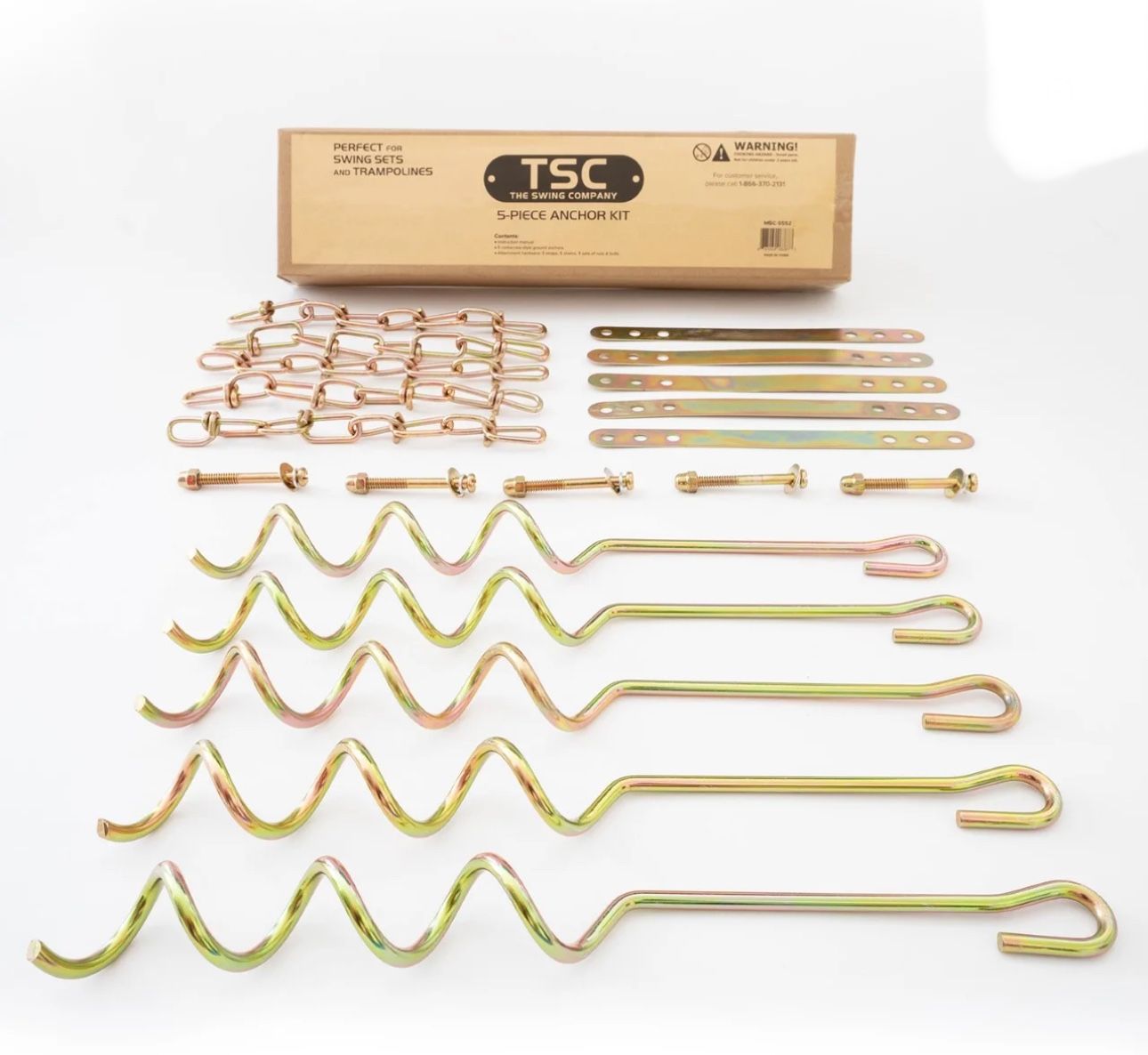 5 pieces Corkscrew Anchor Kit for Swingsets, Trampolines and Patio Sets