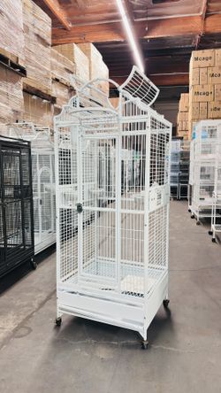 White Elegant Wrought Iron Open Perch Stand Top Bird Parrot Home Cage