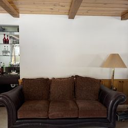Brown Leather Traditional Couches