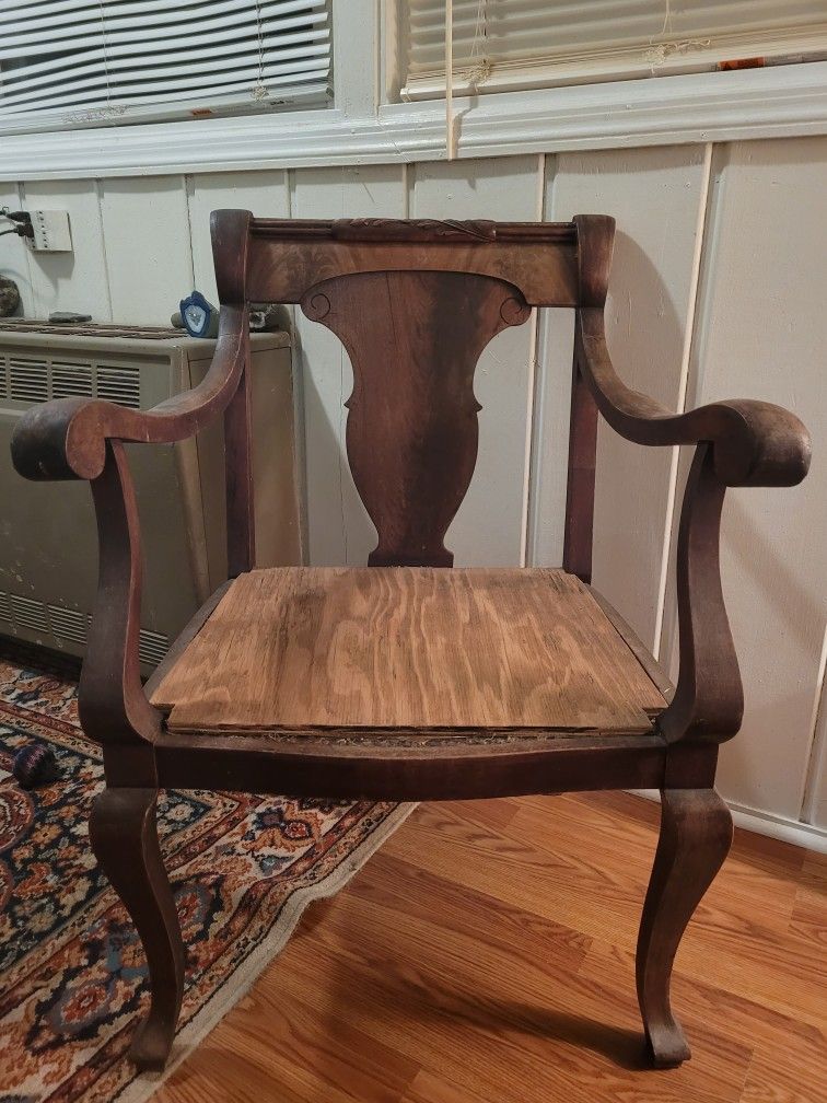 Antique Wood Shield Back Chair Frame OBO