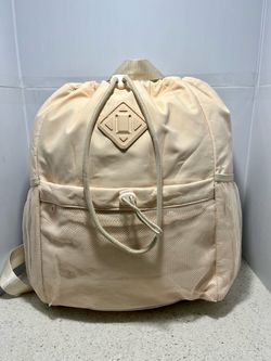WANDF Drawstring Backpack with Yoga Mat Strap Beige