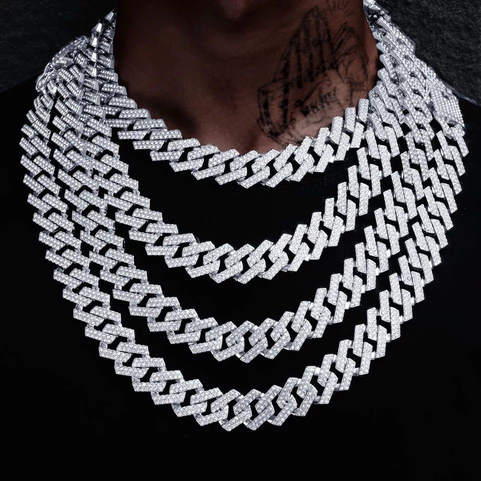 Miami Cuban Prong Link Necklace / Bracelet Gold Plated Men Iced CZ Hip Hop Chain