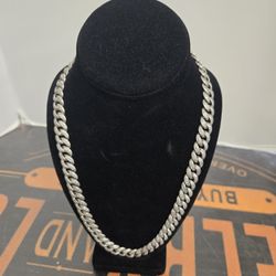 Cuban CZ Silver Necklace 