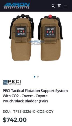 PECI Tactical Flotation Support System With CO2 - Covert - Olive Pouch/Black Bladder (Single - Right Side)