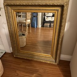 Vintage Antique Gold Mirror 30x36”