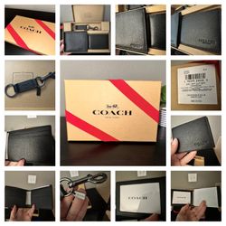 Coach Men’s Wallet + Card Holder + Keychain Set – New in Box