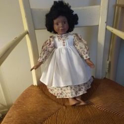 Black Porcelain Doll Vintage 70's 