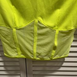 Neon Yellow Mesh Corset‑Style Top – Size M