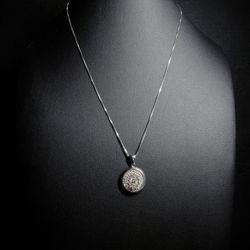 925 Silver Virgin Mary & Cross Pendant With Necklace 18”