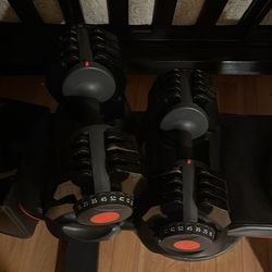 Adjustable dumbbells that go from 5 to 50 pounds you’ll have them for life!