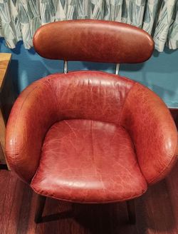Genuine Leather Midcentury Chair