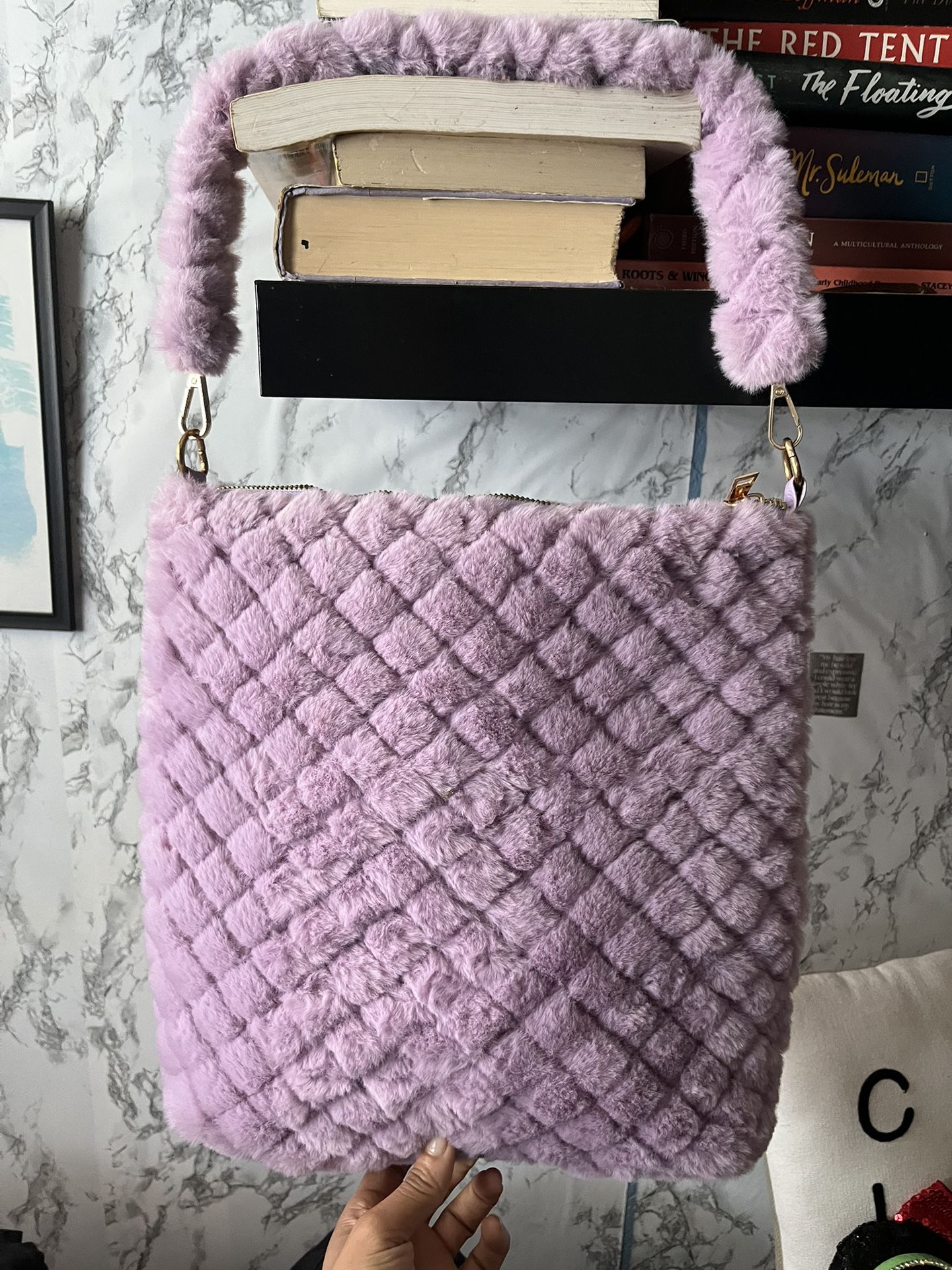 Purple Fuzzy Tote Bag 