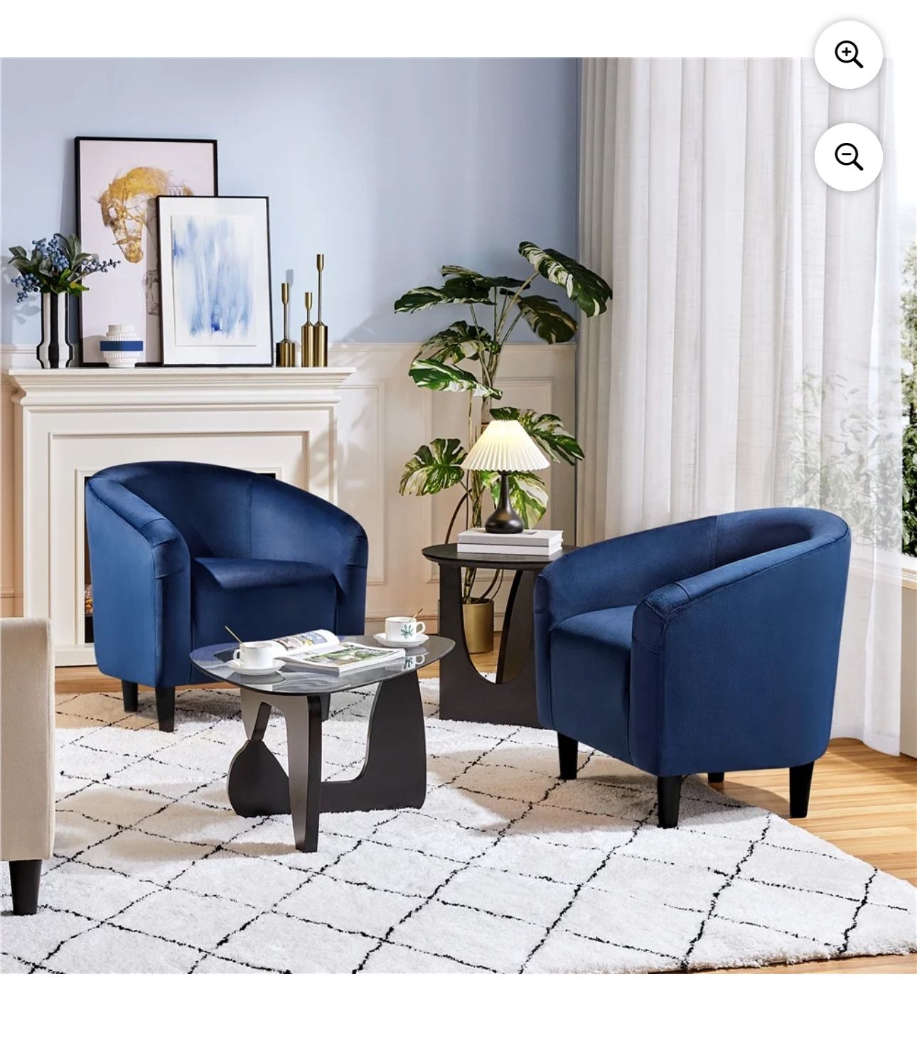 Renwick Modern Upholstered Tub Chair, Set of 1, Navy Blue Velvet