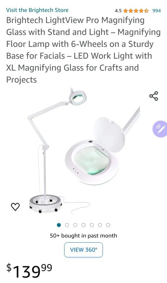 Brightech LightView PRO Magnifier Glass With Stand Light