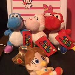 Super Mario: Yoshis & Baby Daisy Plushies $25