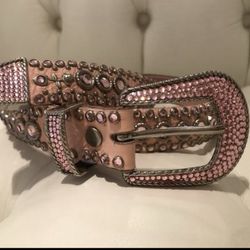 KIPPYS  Swarovski Crystal Leather Pink Belt - NEW Size M