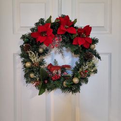 Crafted Christmas Wreath with Cardinal 15"