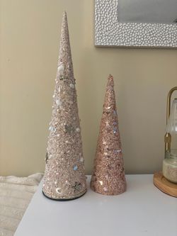 Coastal Seashell Cone Tree Decorations Set of 2