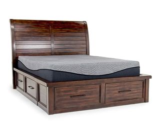 Wood Sleigh Bed Frame with Storage Drawers
