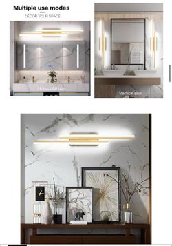 Modern gold LED vanity light horizontal or vertical mount