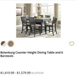 Counter Height Dining Table and 6 Chairs 