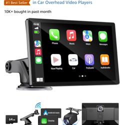 Wireless Carplay Screen For Car - 9'' Portable Car Stereo With 4K Dash Cam, 1080P Backup Camera, Car Audio Receivers With Apple Carplay & Android Auto