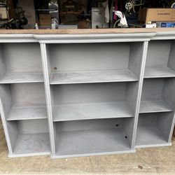 2 piece solid wood hutch with fold down middle secretary desk