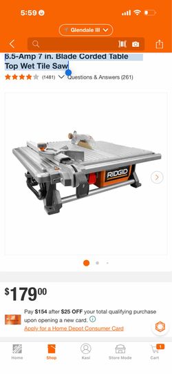 6.5-Amp 7 in. Blade Corded Table Top Wet Tile Saw
