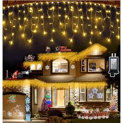 1620 LED Christmas Outdoor Lights with 360 Drops, 164ft Hanging Curtain Lights with 8 Modes Timer & Memory, Waterproof Christmas Fairy Lighs for House