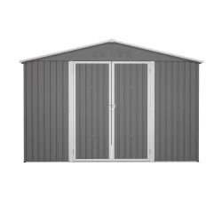 10 x 10 FT Outdoor Storage Shed, Large Metal Tool Sheds with Updated Frame Structure and Lockable Doors, Garden Shed for Backyard Garden Patio Lawn, G