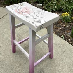 Hand-Decorated Wooden Stool