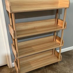 (NEW) 32” Wide 4 Tier Oak Bookshelf