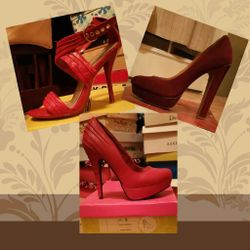 Red pumps, size 9