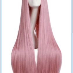 Soft Straight Long Cosplay Wig (Rouge Pink)28inch e6t