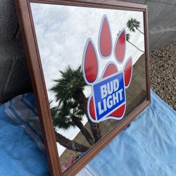 Bud Light Logo Bar Mirror Wood Framed