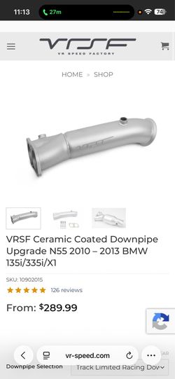 VRSF Ceramic Downpipe N55 BMW (PIPE ONLY)