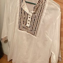 White Embroidered Cotton Shirt