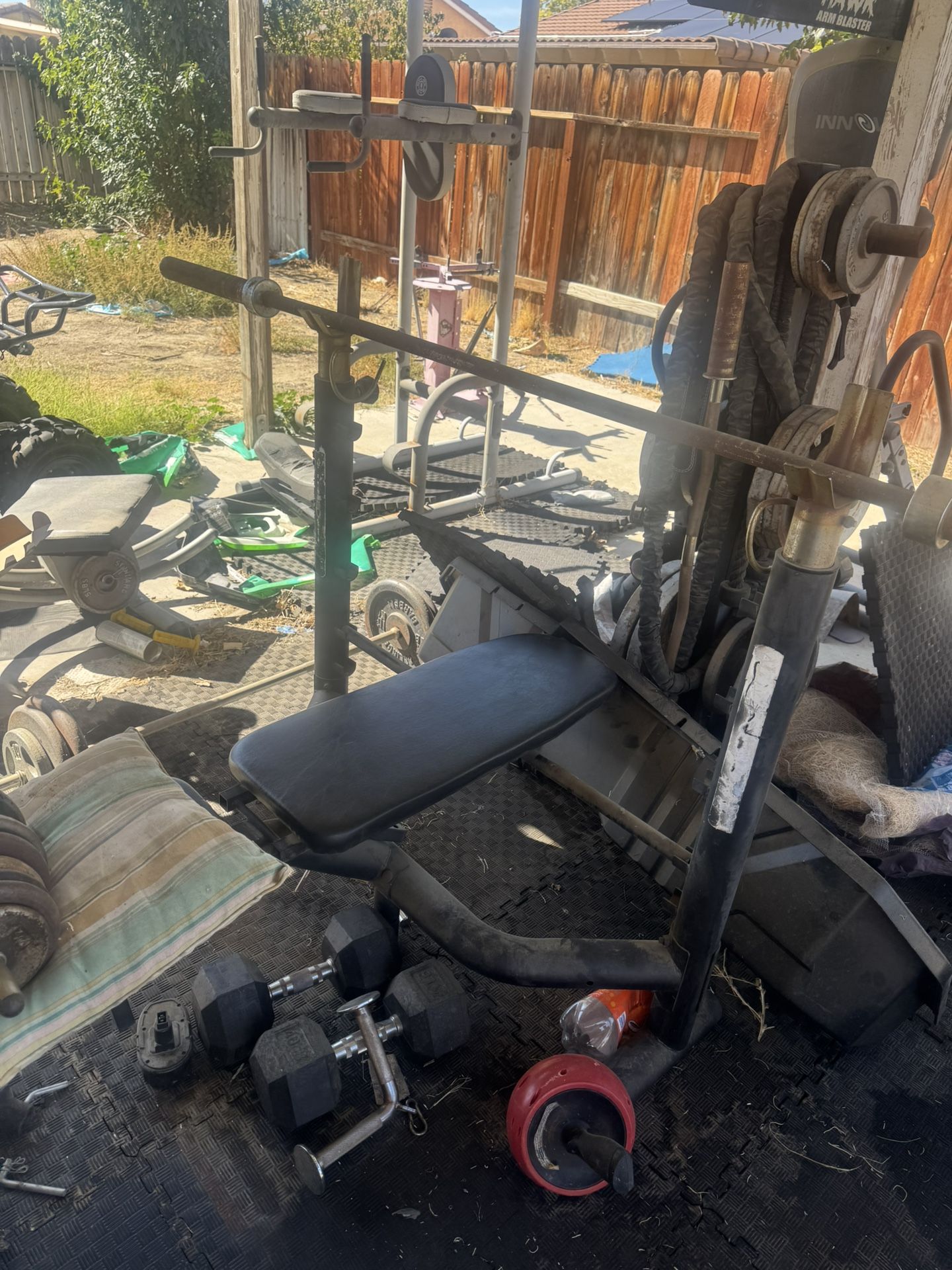 Olympic Weight Bench With Pull Down Bar And Weights