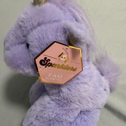 NEW! FAO Schwarz Sparklers Purple Lavender Unicorn Plush Toy